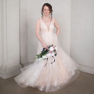 Elegant champagne wedding dress